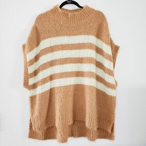 Pilcro Mock-Neck Short-Sleeve Sweater Womens Striped Pull Over Cozy Casual  SZ3x